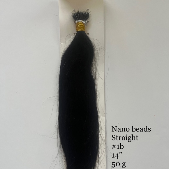 22“ Nano beads Hair Extensions | natural black | Straight | 100% Remy Human - Picture 5 of 6